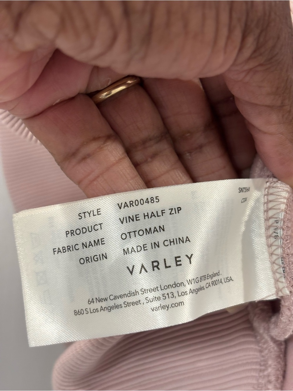 Varley Vine Half Zip Pullover Dusty Pink Ottoman Fabric Long Sleeve Sweatshirt - Picture 10 of 16